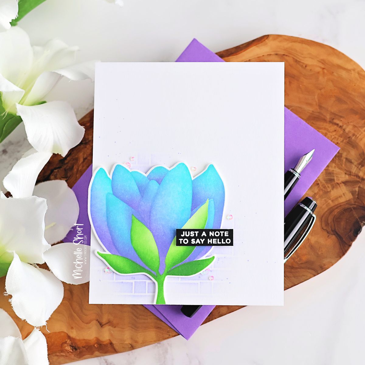 Simon Says Stamp Blooming Flower Wafer Dies 1632mdc Shine On Michelle Short Just a Note Card