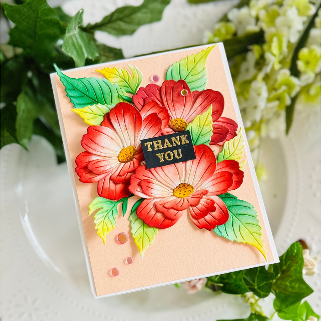 Simon Says Stamp Blushing Bloom Wafer Dies s1226 Stamptember Kailash Naidoo Thank You Card