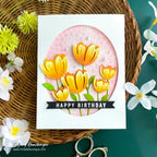 Simon Says Stamp Butterbloom Flowers Wafer Dies s1146 Every Happiness Heejung Hunsberger Golden Flowers Birthday Card