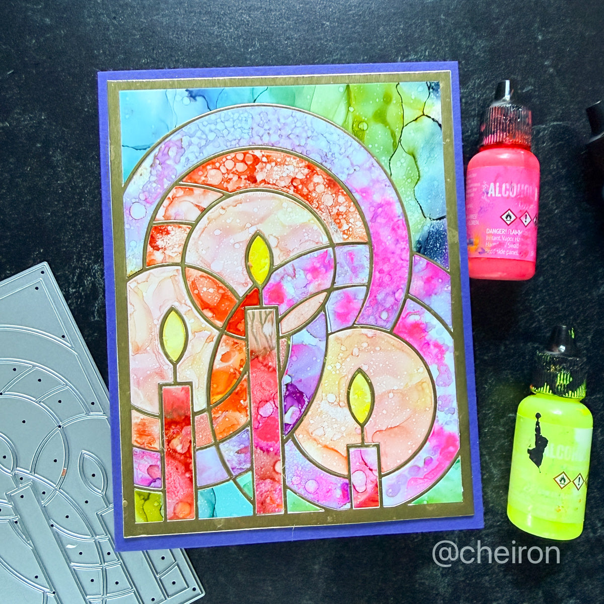 Simon Says Stamp Candle Cover Wafer Dies 1736md Stamptember Cheiron Alcohol Ink Card