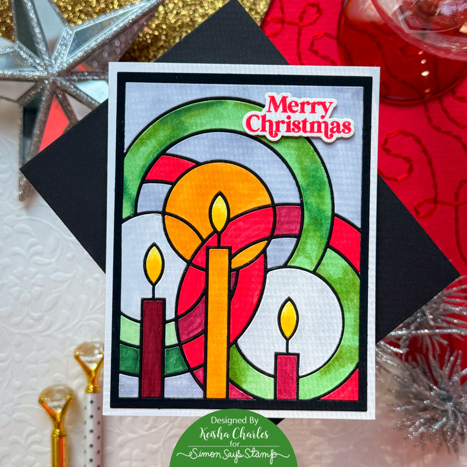Simon Says Stamp Candle Cover Wafer Dies 1736md Stamptember Keisha Charles Holiday Card