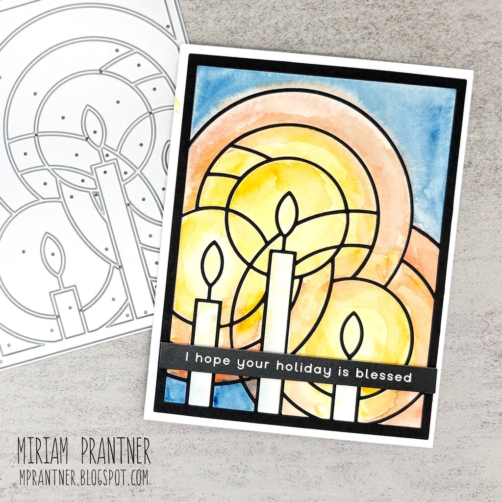 Simon Says Stamp Candle Cover Wafer Dies 1736md Stamptember Miriam Prantner Blessed Holiday Card