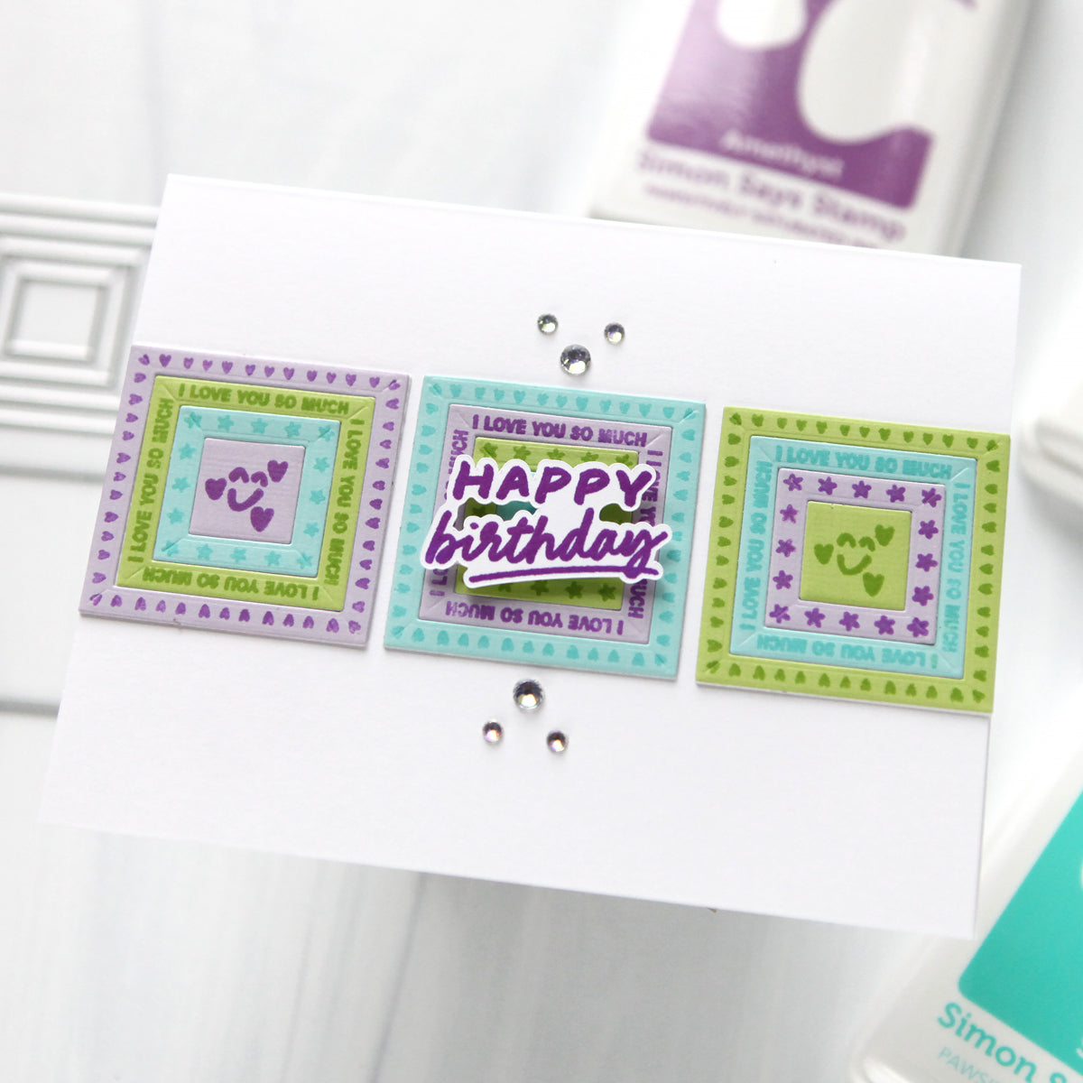 Simon Says Stamp Card Kit of the Month July 2026 Pop Art ck0726 Cool Tones Squares Birthday Card Cathy Zielske | color-code:ALT04