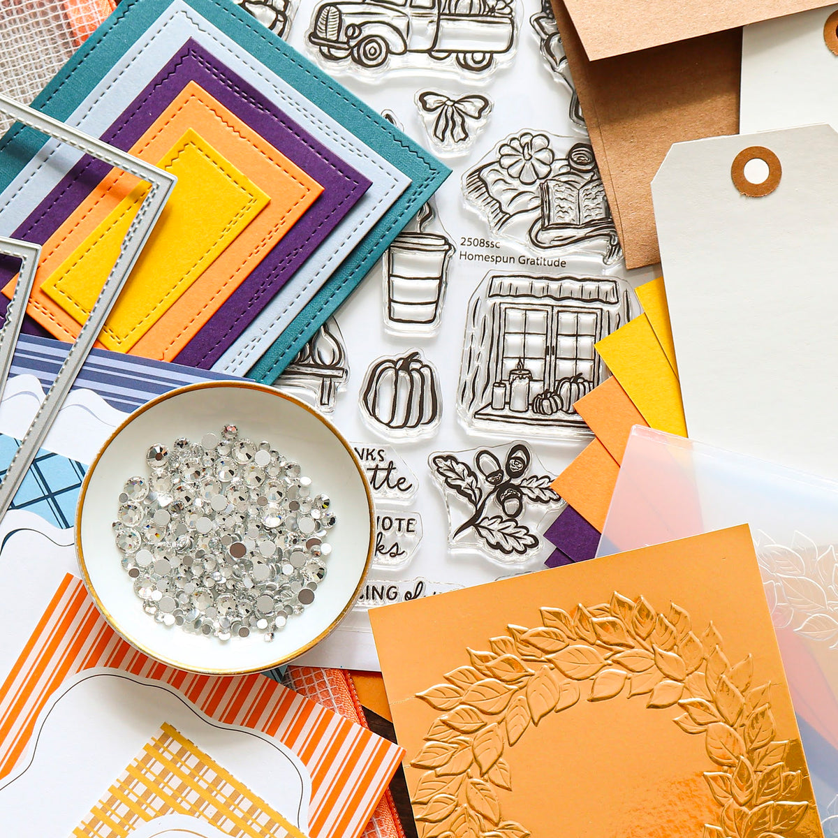 Simon Says Stamp Card Kit of the Month October 2026 Homespun Gratitude ck1026 detail shot