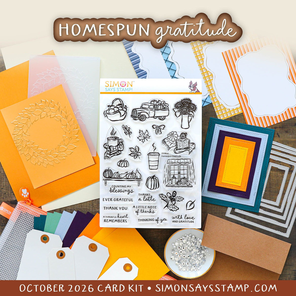 Simon Says Stamp Card Kit of the Month October 2026 Homespun Gratitude ck1026 glamour shot