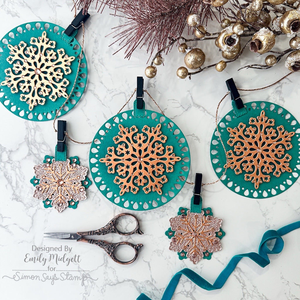 Simon Says Stamp Cardstock 100lb Blue Spruce sss148 Sending Cheer Emily Midgett Snowflake Garland