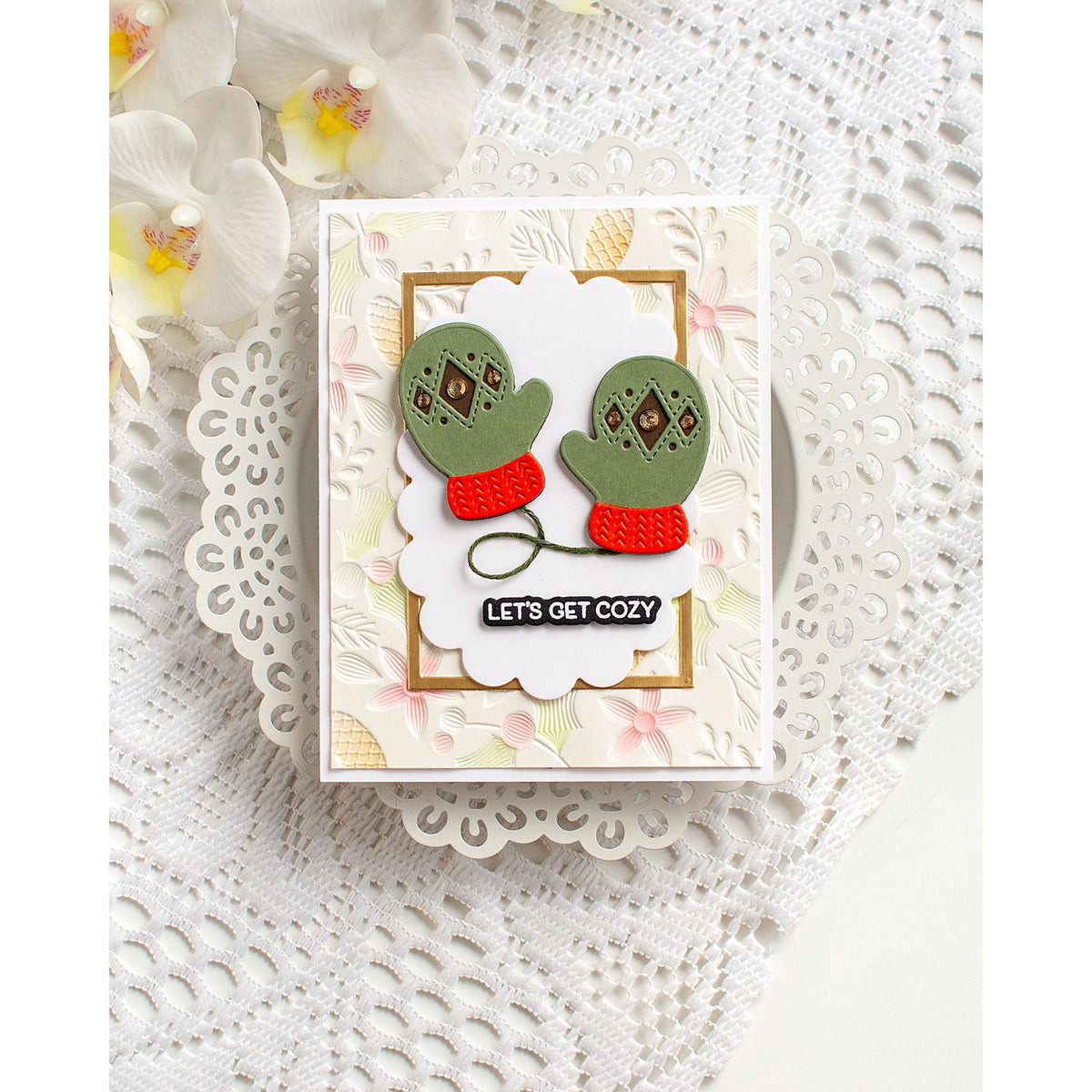 Simon Says Stamp Cardstock 100lb Moss sss146 Sending Cheer Heather Hoffman Cozy Mittens Card