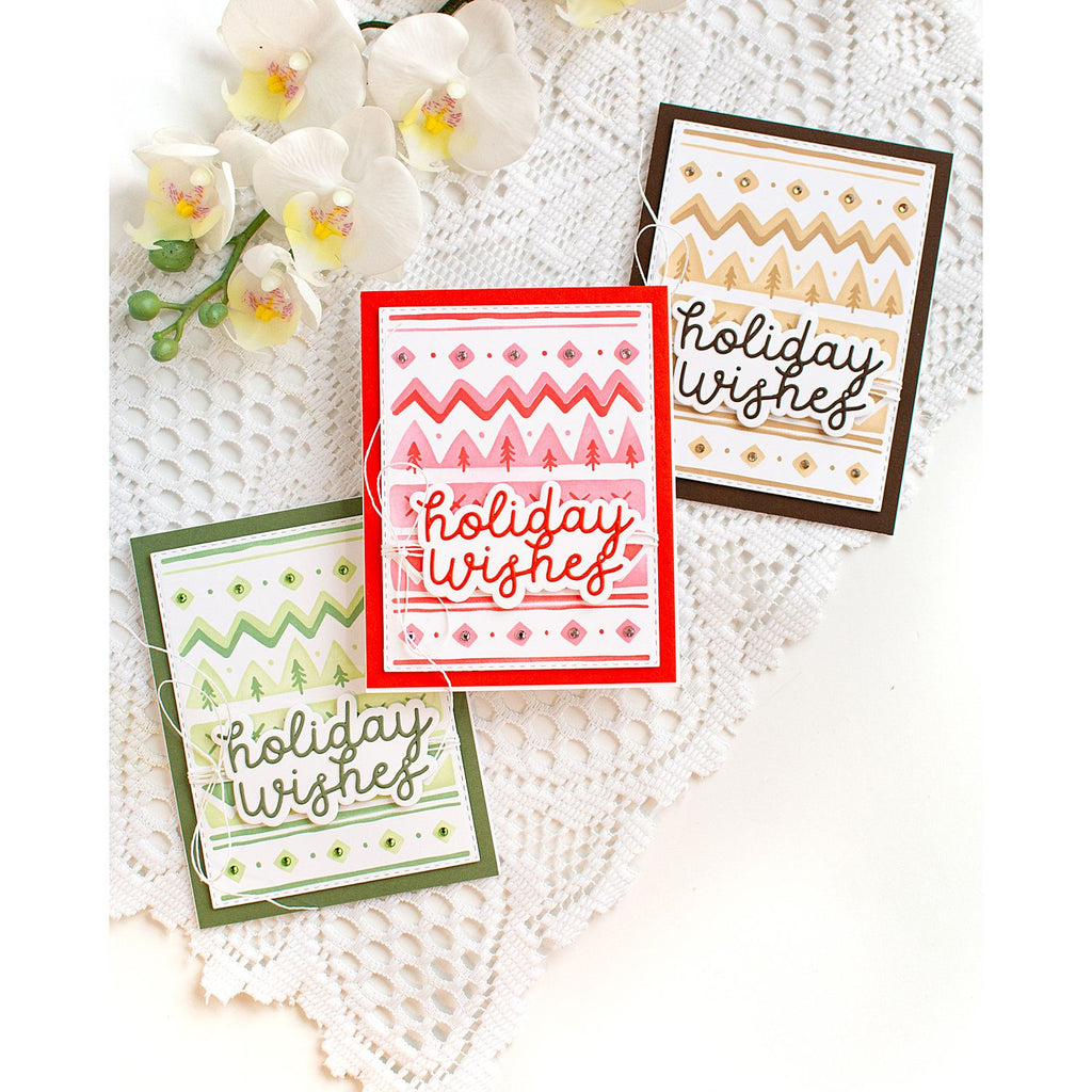 Simon Says Stamp Cardstock 100lb Tiger Lily sss147 Sending Cheer Heather Hoffman Holiday Wishes Card Set Green Orange Brown