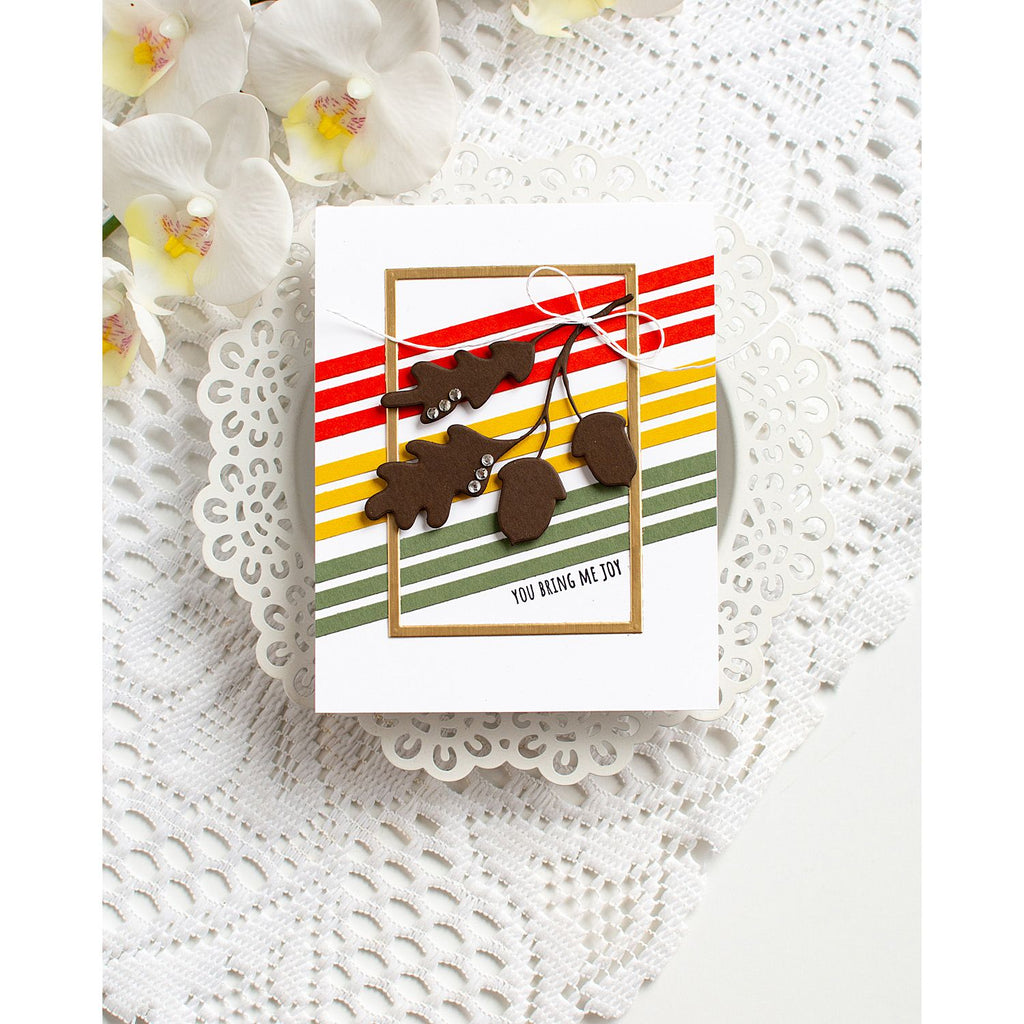 Simon Says Stamp Cardstock 100lb Tiger Lily sss147 Sending Cheer Heather Hoffman Stripes and Acorns Friend Card