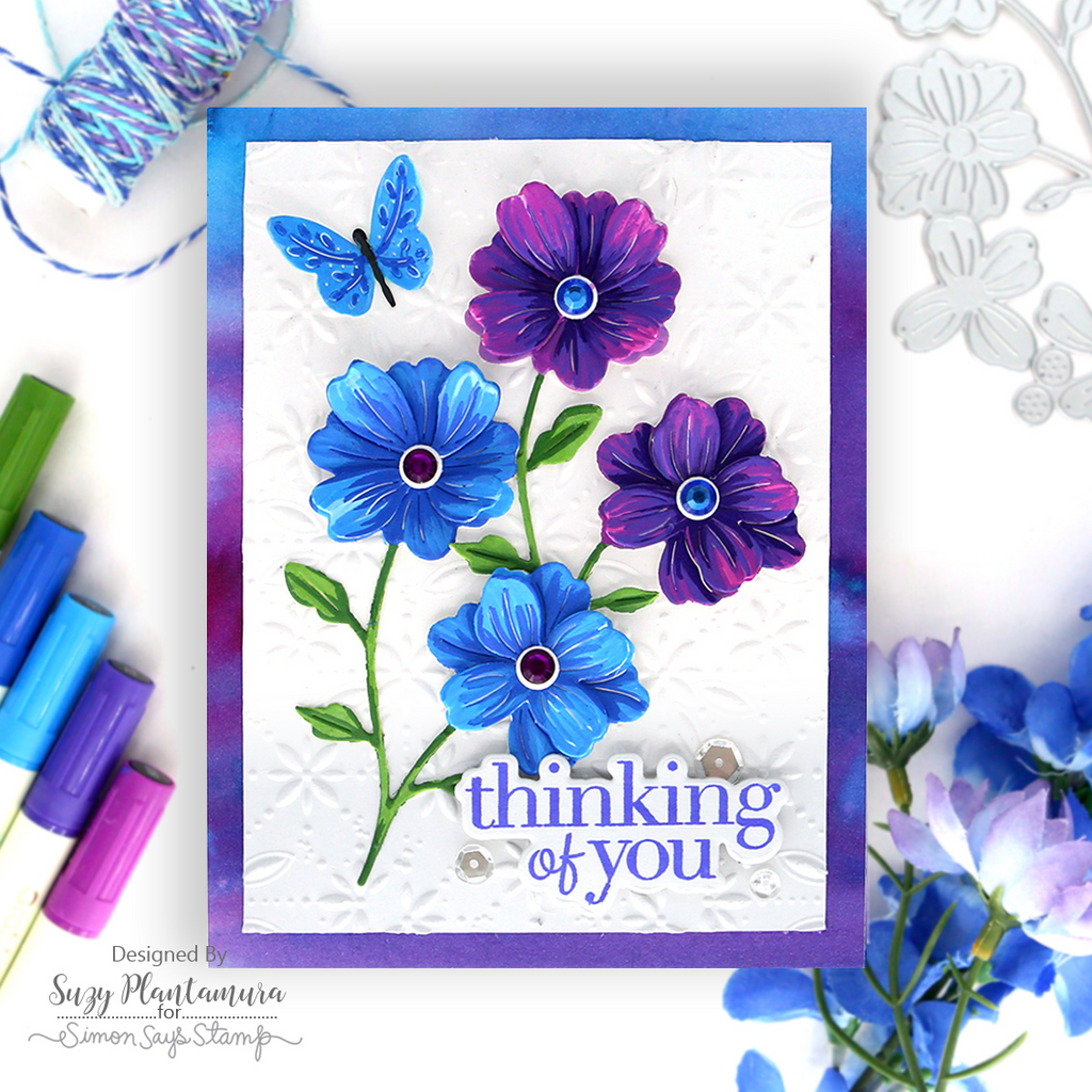 Simon Says Stamp Charming Flower Stem Wafer Dies s997 STAMPtember Thinking of You Card Suzy Plantamura | color-code:ALT09