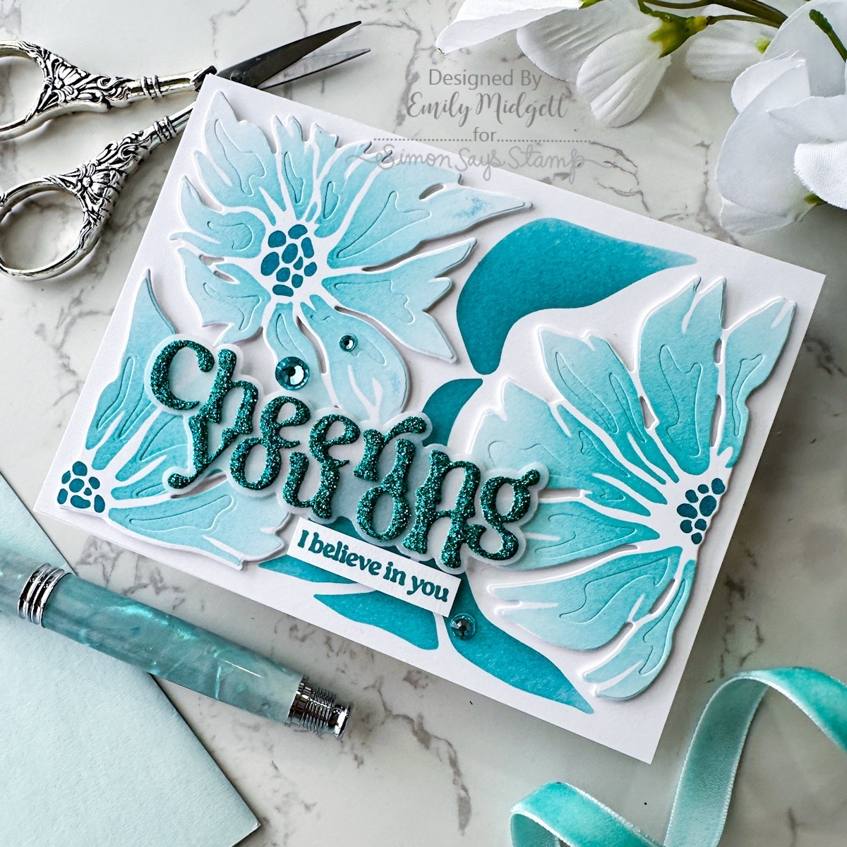 Simon Says Stamp Cheering Wafer Dies 1115mdc Cheering For You Floral Encouragement Card Emily Midgett | color-code:ALT04