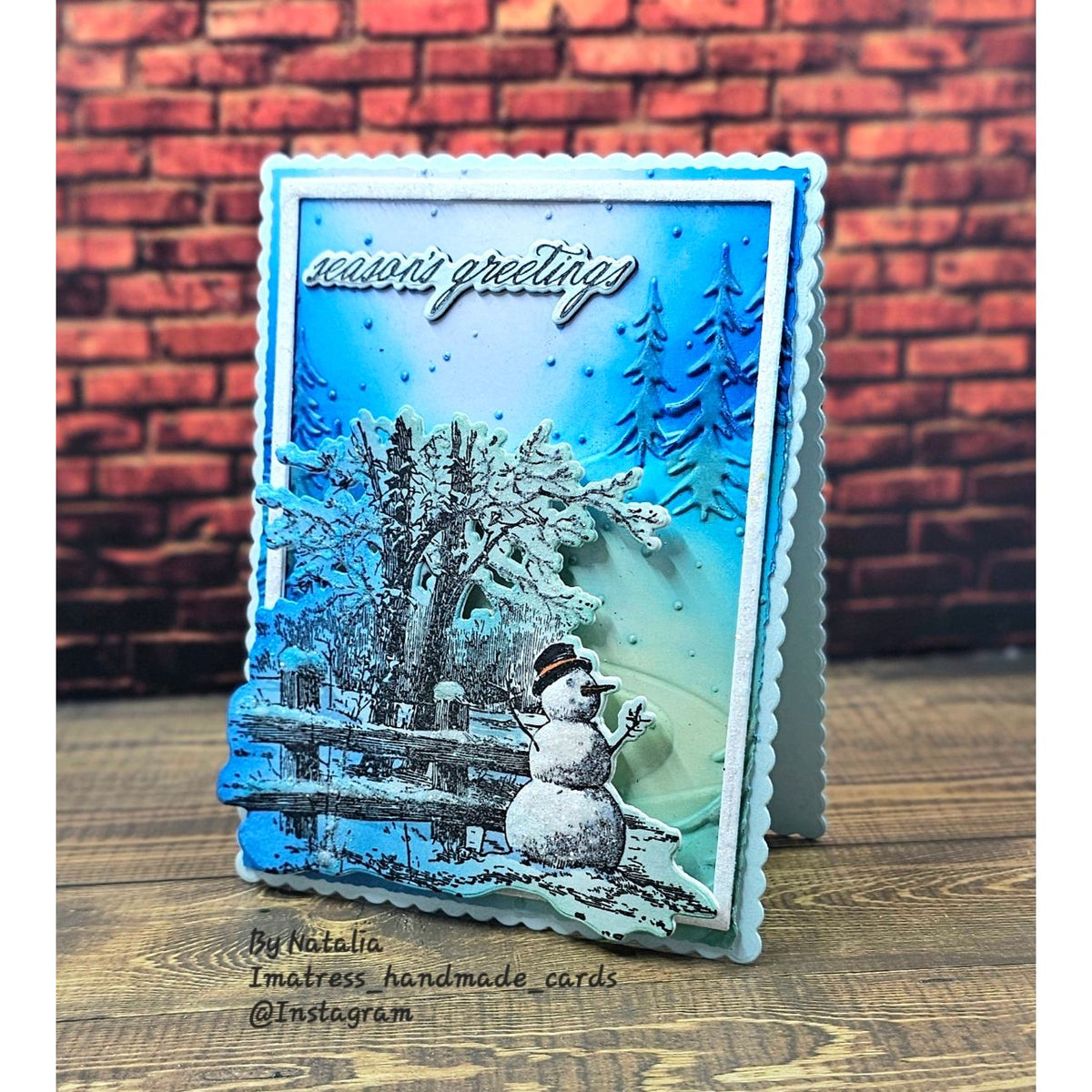 Simon Says Stamp Christmas Spirit Wafer Dies 501sss Natalia Alton Snowy Scene Season's Greetings Card 