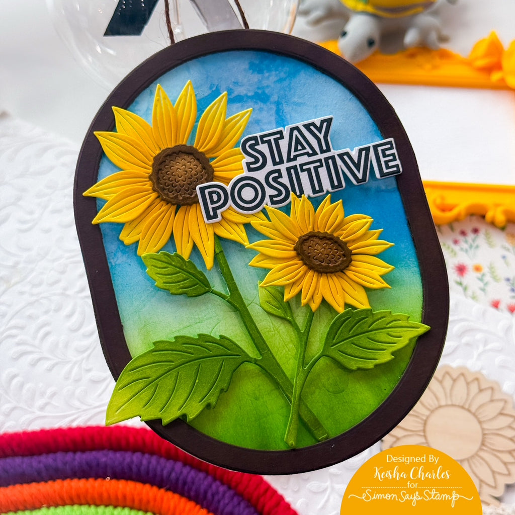 Simon Says Stamp Chunky Ovals Wafer Dies 1512sd Every Happiness Keisha Charles Positive Sunflowers Card