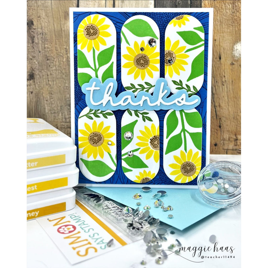 Simon Says Stamp Chunky Ovals Wafer Dies 1512sd Every Happiness Maggie Haas Sunflower Thanks Card