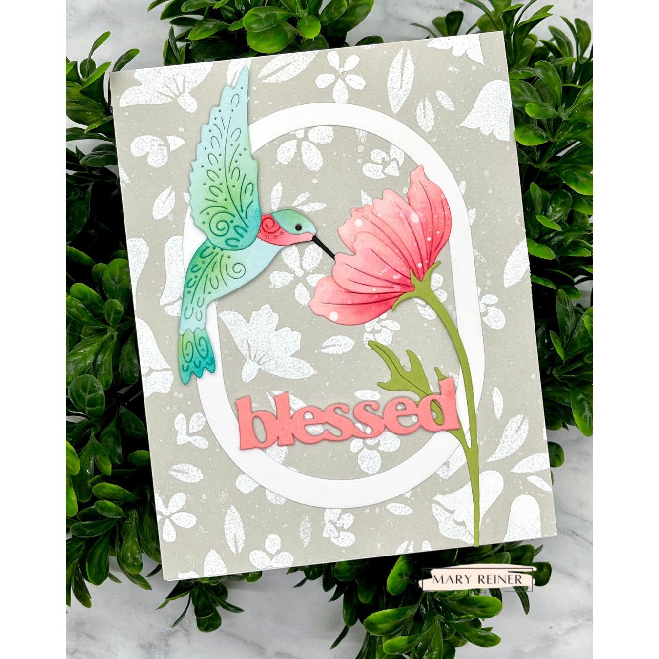 Simon Says Stamp Chunky Ovals Wafer Dies 1512sd Every Happiness Mary Reiner Hummingbird Blessed Card
