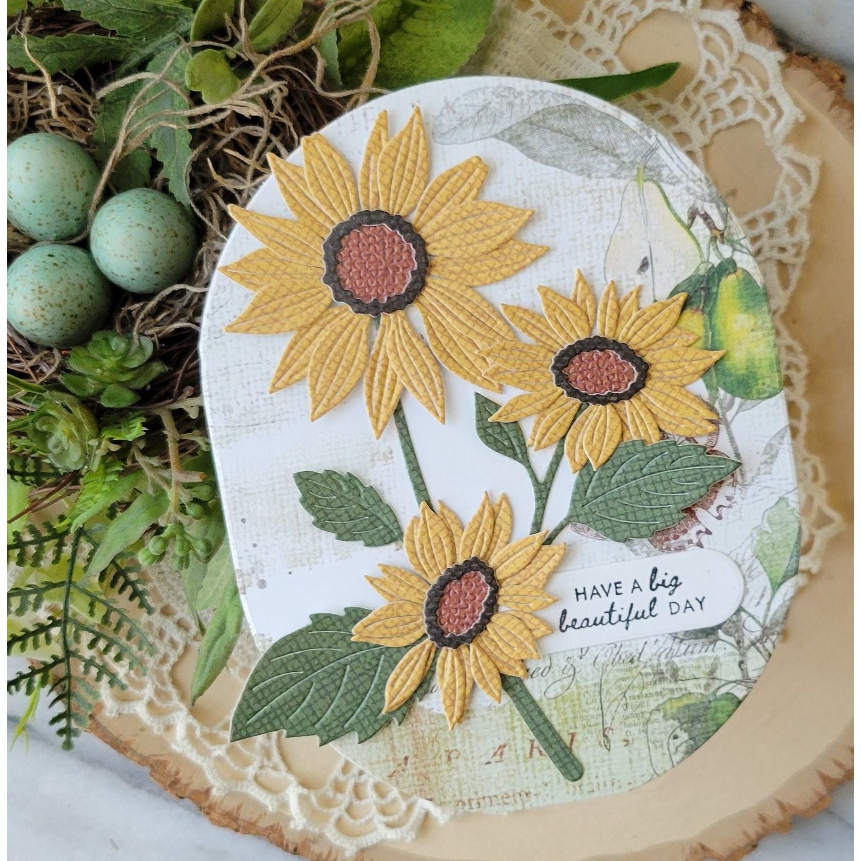Simon Says Stamp Chunky Ovals Wafer Dies 1512sd Every Happiness Rosemary Dennis Sunflowers Card