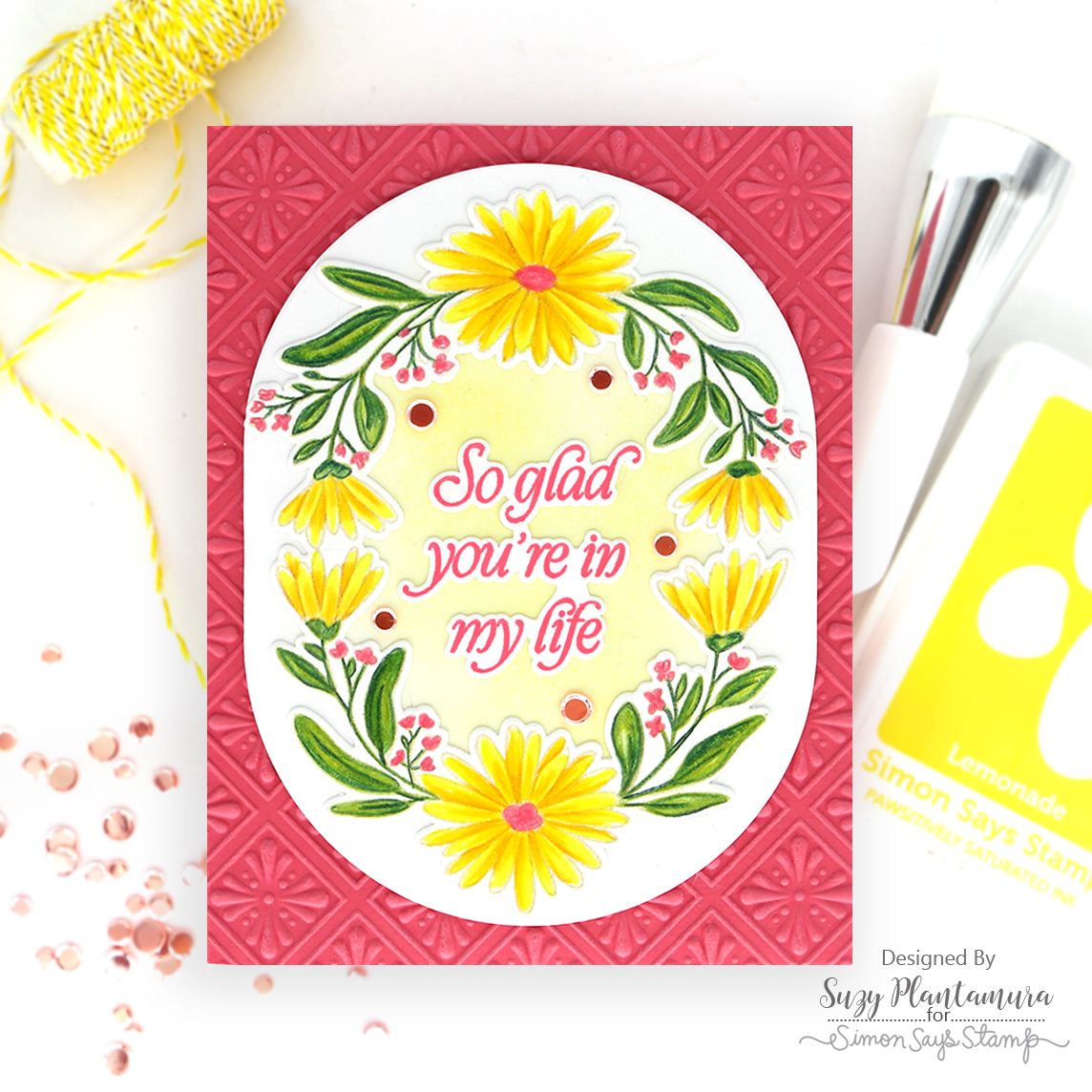 Simon Says Stamp Chunky Ovals Wafer Dies 1512sd Every Happiness Suzy Plantamura Glad You're in My Life Card