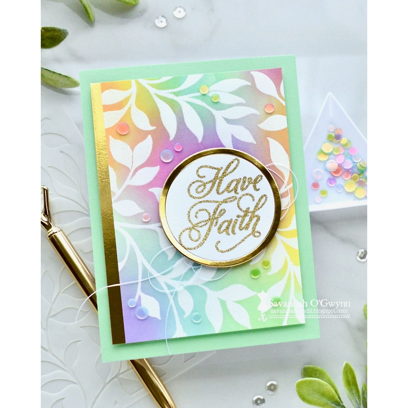 Simon Says Stamp Circle Frames Wafer Dies 1646sd Shine On Savannah O'Gwynn Have Faith Card