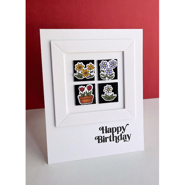 Simon Says Stamp Cottagecore Flowers Wafer Dies 1613sdc Shine On Lisa Addesa Flowers on the Windowsill Birthday Card