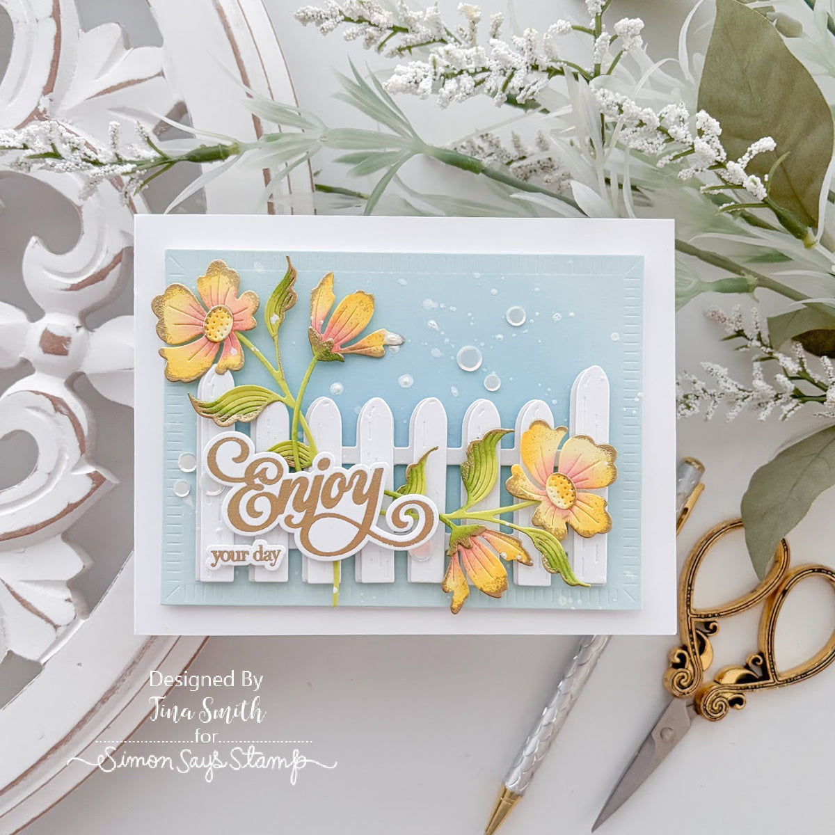 Simon Says Stamp Crimped A2 Rectangles Wafer Dies 1407sd In My Heart Enjoy You Day Card