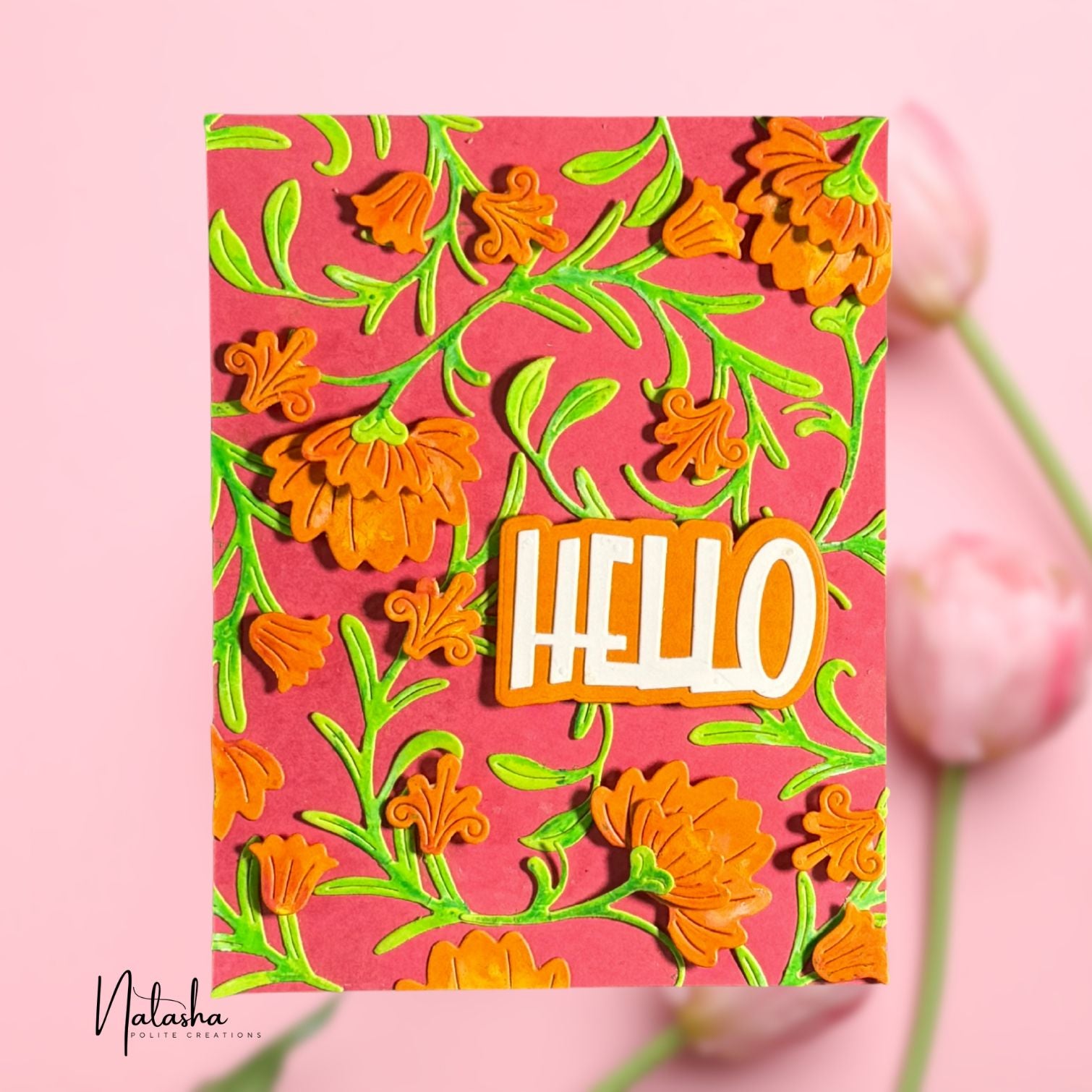 Simon Says Stamp Curled Blossom Wafer Dies s1229 Stamptember Natasha Polite Bright Hello Card