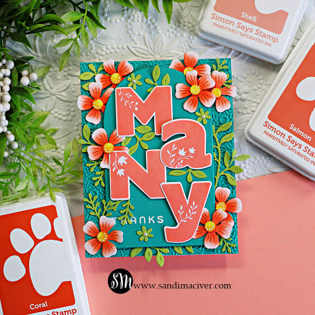 Simon Says Stamp Dancing Meadows Wafer Dies 1662sd Shine On Bold Many Thanks Card Sandi MacIver | color-code:ALT08