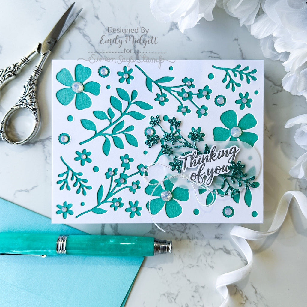 Simon Says Stamp Dancing Meadows Wafer Dies 1662sd Shine On Emily Midgett Aqua Thinking of You Card