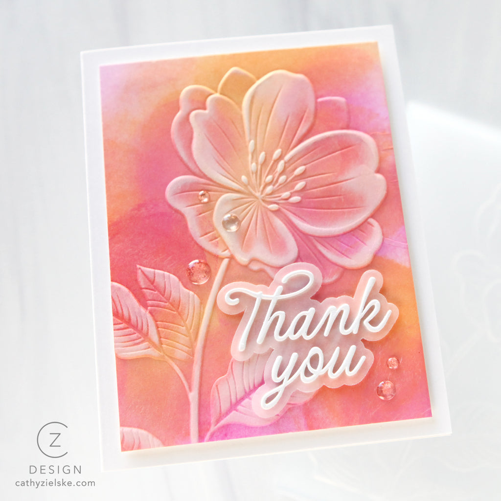 Simon Says Stamp Darling Script Greetings Wafer Dies 1739sd Cathy Zielske Floral Thank You Card | color-code:ALT04