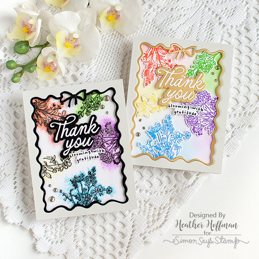 Simon Says Stamp Darling Script Greetings Wafer Dies 1739sd Heather Hoffman Colorful Floral Thank You Cards | color-code:ALT06