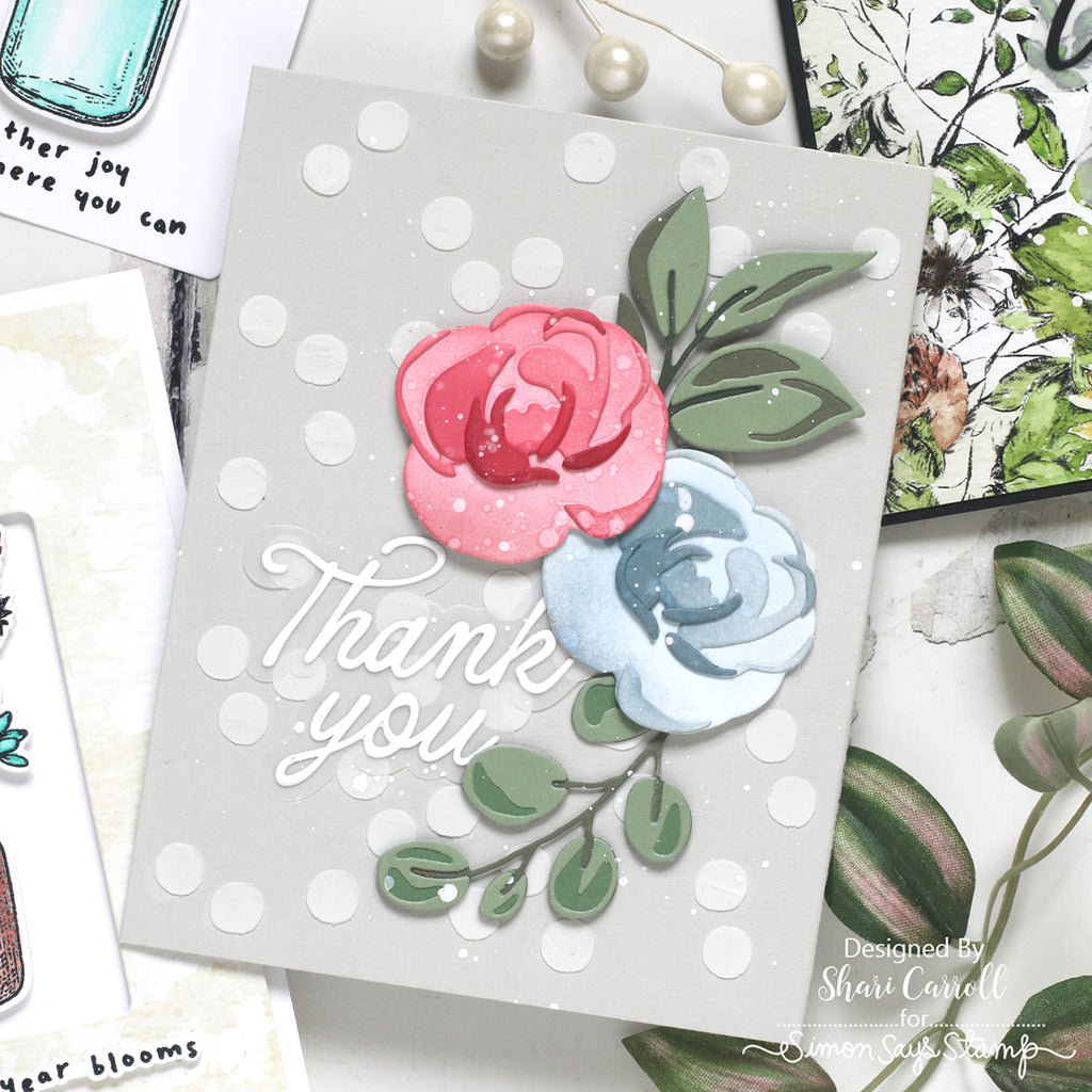 Simon Says Stamp Darling Script Greetings Wafer Dies 1739sd Shari Carroll Soft Vintage Thank You Card