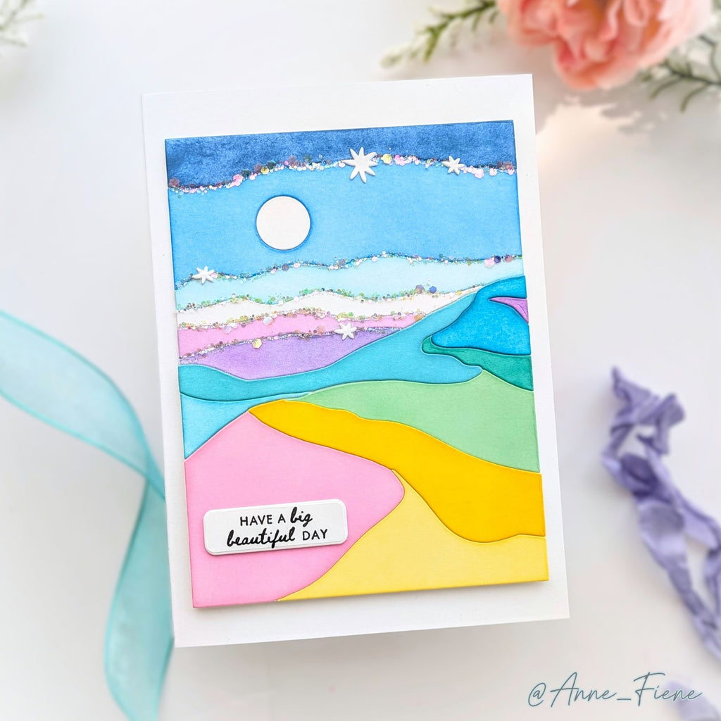 Simon Says Stamp Desert Horizon Wafer Die 1625md Every Happiness Anne Fiene Sparkly Pastel Card
