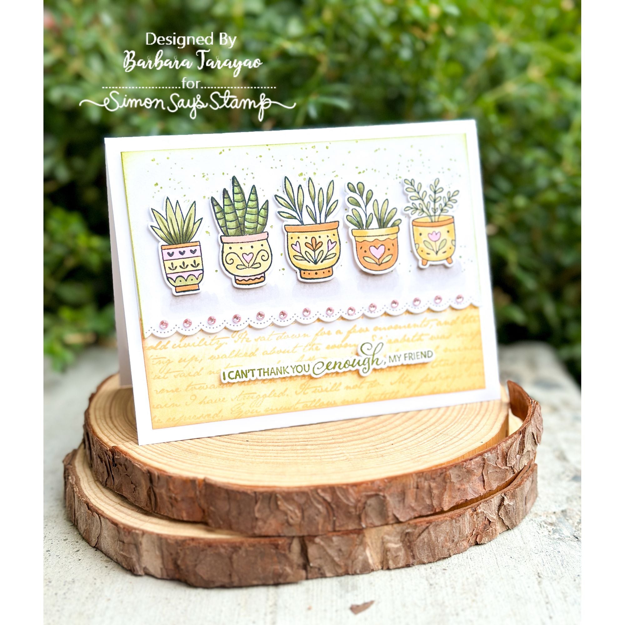 Simon Says Stamp Detailed Scalloped Borders Wafer Dies 1674sd Stamptember Barbara Tarayao Plant Thank You Card