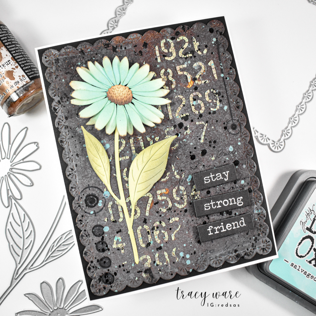 Simon Says Stamp Dewdrop Daisy Wafer Dies s1153 Shine On Tracy Ware Stay Strong Daisy Card