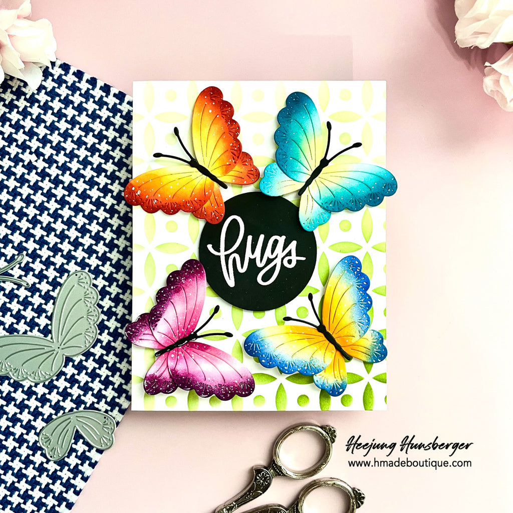 Simon Says Stamp Dewpierce Butterfly Wafer Dies s1127 Always There Hugs Card Heejung Hunsberger