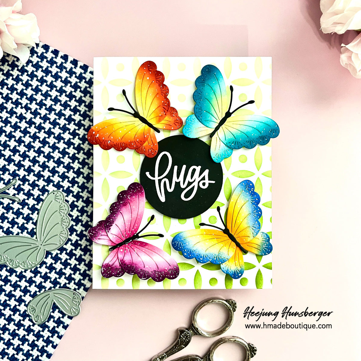 Simon Says Stamp Dewpierce Butterfly Wafer Dies s1127 Always There Hugs Card Heejung Hunsberger