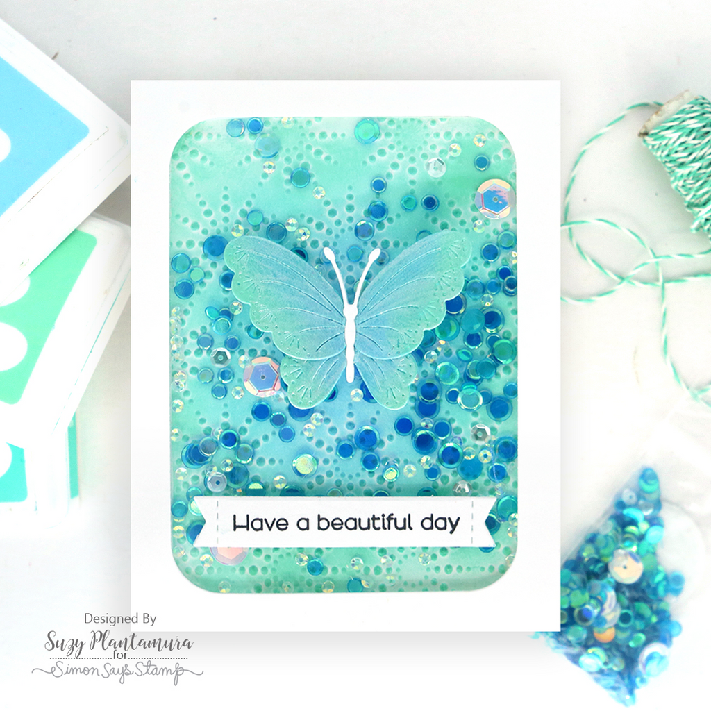 Simon Says Stamp Dewpierce Butterfly Wafer Dies s1127 Always There Suzy Plantamura Monochromatic Shaker Card | color-code:ALT06