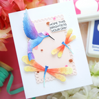 Simon Says Stamp Dewpierce Dragonfly Duo Wafer Dies s1125 Every Happiness Laura Bassen Hummingbird and Dragonfly Card | color-code:ALT04