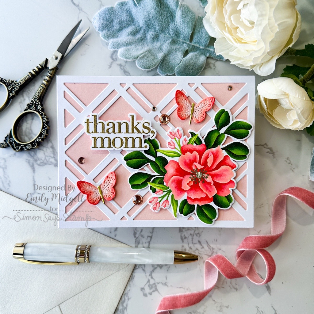 Simon Says Stamp Double Plaid Cover Wafer Die 1136sd Mother's Day Card with Butterflies Emily Midgett | color-code:ALT10