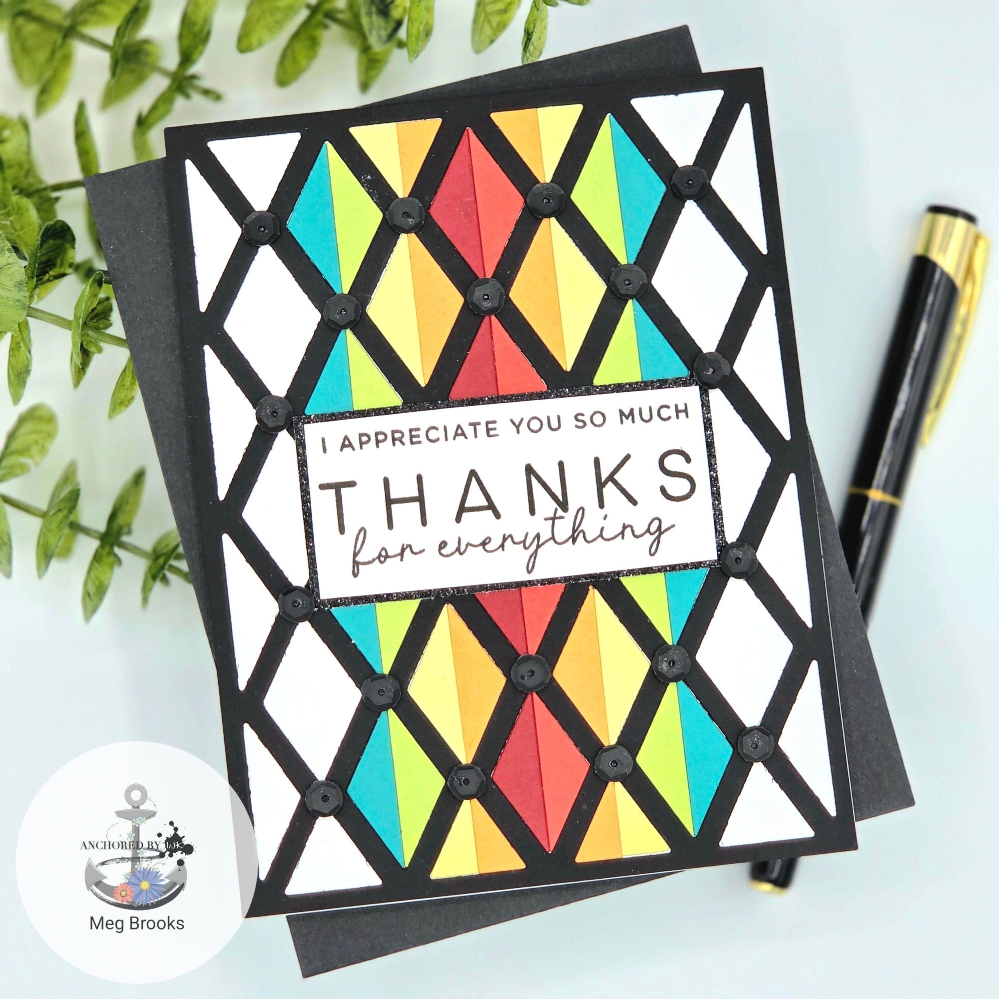 Simon Says Stamp Dual Diamonds Wafer Dies 1312md Happy Camper Appreciate You Card Meg Brooks