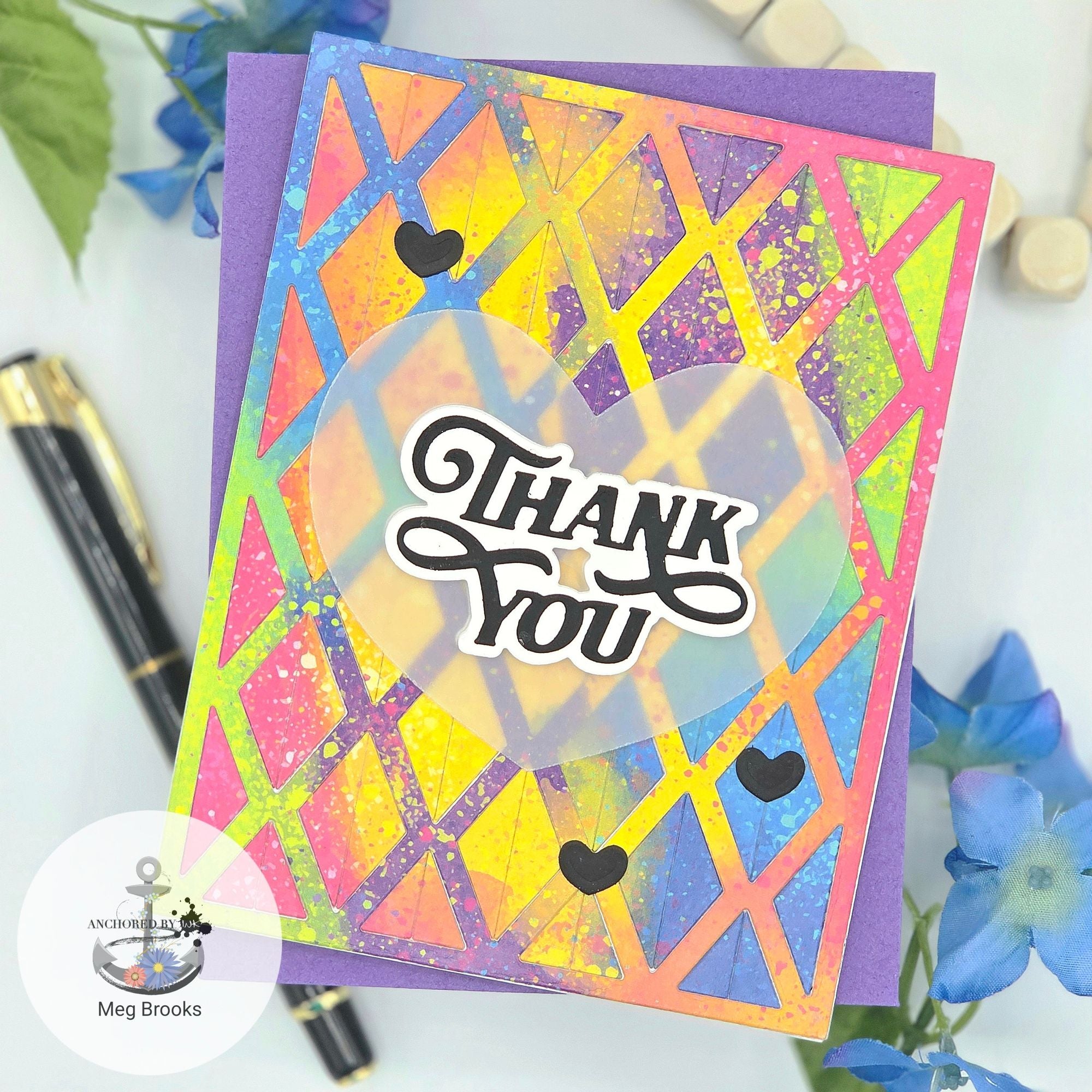 Simon Says Stamp Dual Diamonds Wafer Dies 1312md Happy Camper Thank You Card Meg Brooks