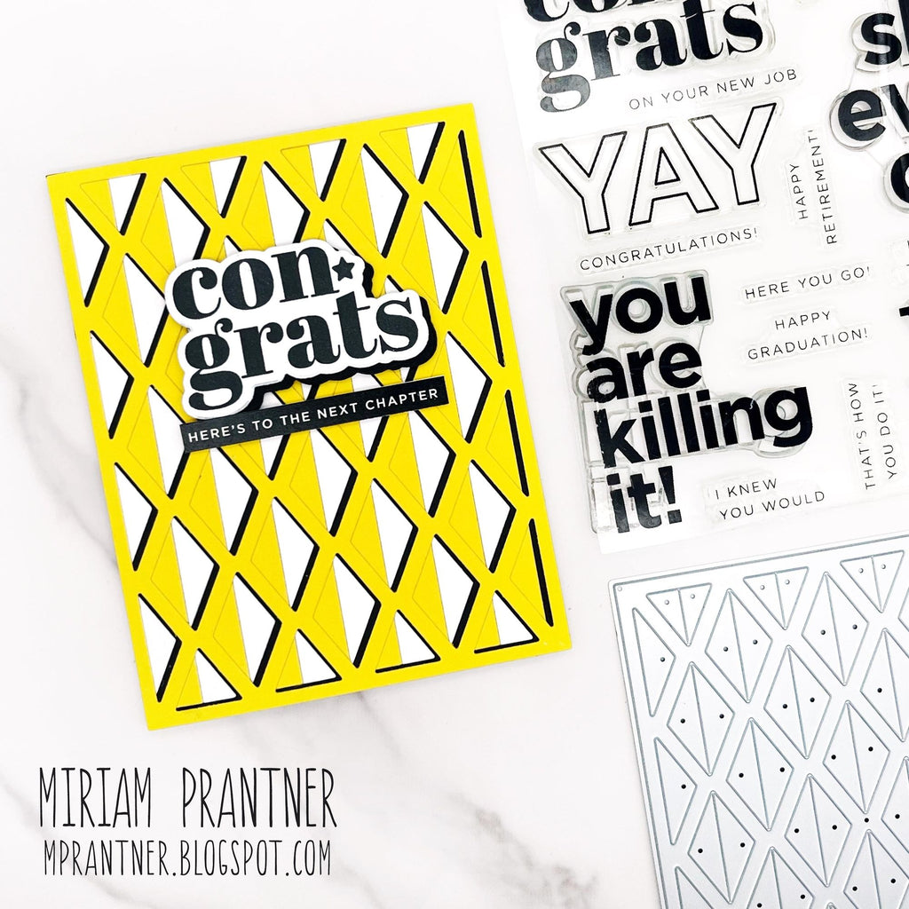 Simon Says Stamp Dual Diamonds Wafer Dies 1312md Happy Camper Yellow Congrats Card Miriam Prantner | color-code:ALT17