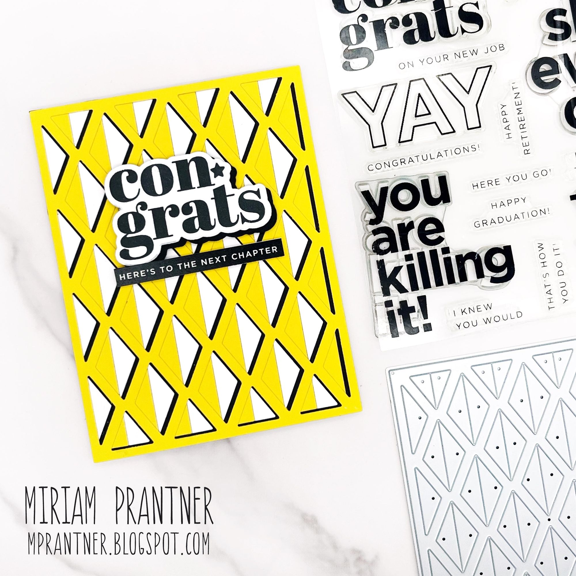 Simon Says Stamp Dual Diamonds Wafer Dies 1312md Happy Camper Yellow Congrats Card Miriam Prantner | color-code:ALT17