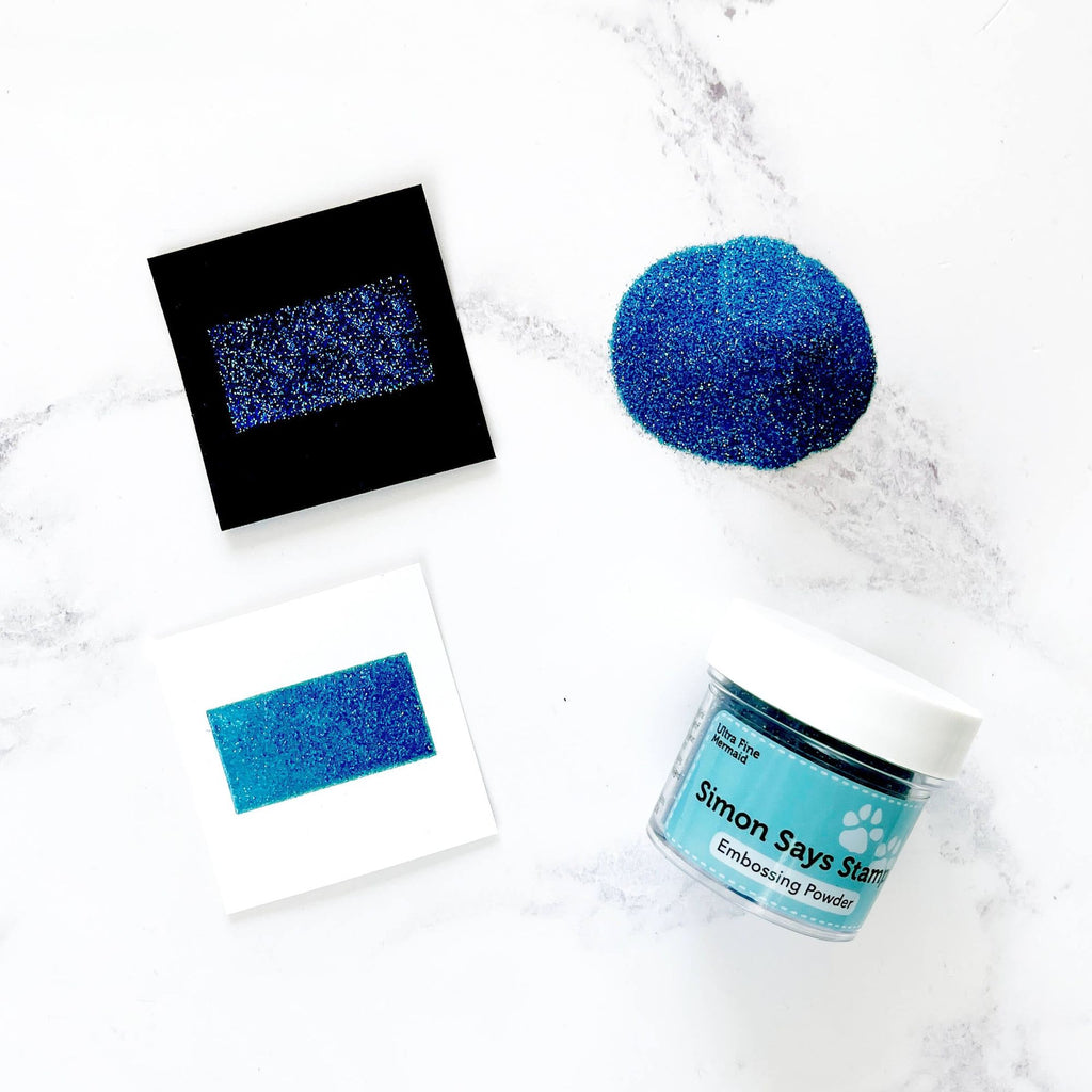 Simon Says Stamp EMBOSSING POWDER MERMAID Blue mermaidep9 embossed example