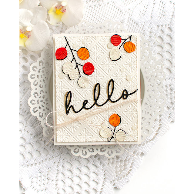 Simon Says Stamp EUCALYPTUS LEAVES Wafer Die s661 Heather Hoffman Autumn is Coming Hello Card