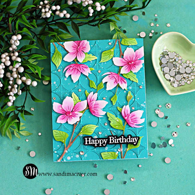 Simon Says Stamp Elegant Blossom Branch Wafer Dies s937 Floral Birthday Card Sandi MacIver | color-code:ALT09