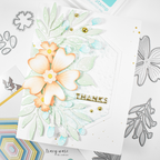 Simon Says Stamp Elongated Hexagons Wafer Dies 1636sdc Always There Peach Floral Thanks Card Tracy Ware