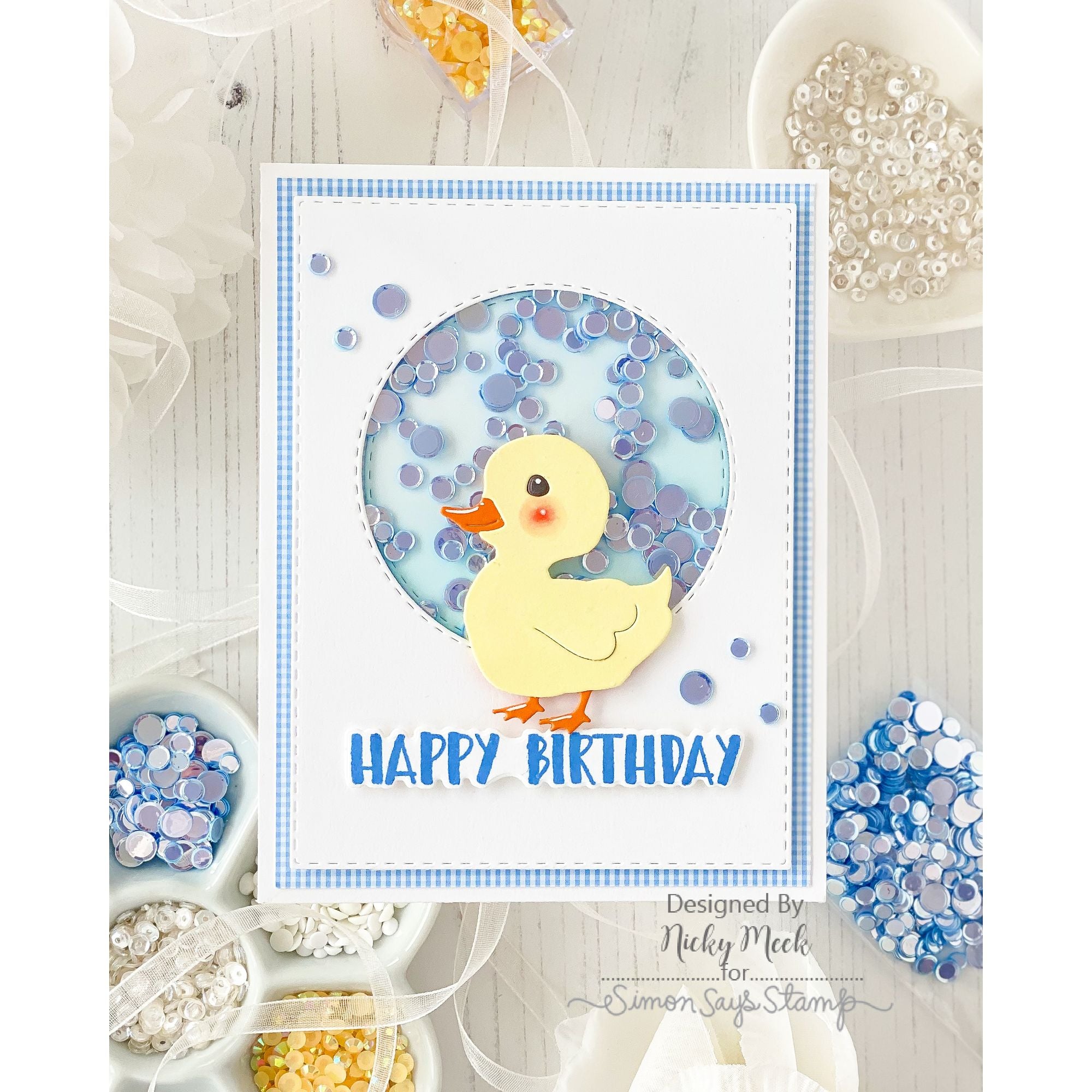 Simon Says Stamp Embellishment Mix Blue Skies 0326bs In My Heart BIrthday Card
