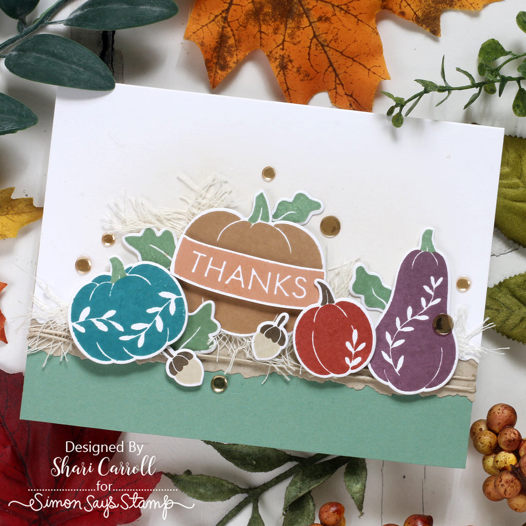 Simon Says Stamp Embellishment Mix Caramel Corn 0927cc Stamptember Shari Carroll Autumn Thanks Card