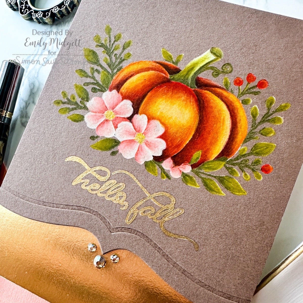 Simon Says Stamp Embossed Card Edges Wafer Dies 1679sd Stamptember Emily Midgett Hello, Fall Card