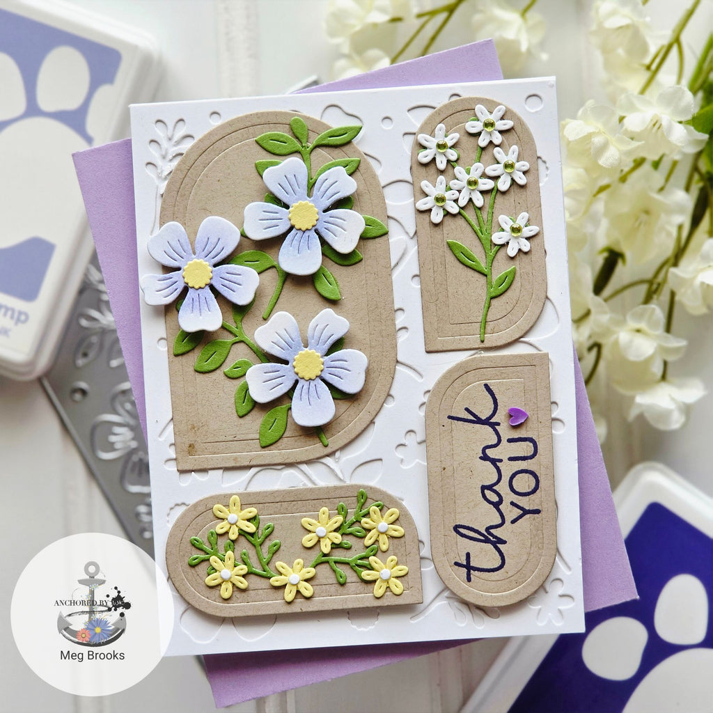 Simon Says Stamp Embossed Squovals Wafer Dies 1639sd Shine On Shapely Thank You Card Meg Brooks